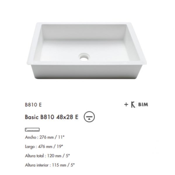 Lavabo Basic bajo cubierta B811E 38x28 Krion