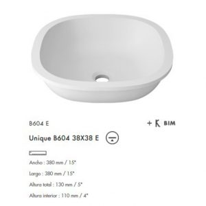 Lavabo Unique B604 38X38 E Krion Lavabos de Solid Surface